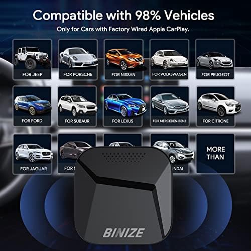 BINIZE CarPlay AI Box Android 12, 8 + GB 128 GB, 8-ядрени, който е Съвместим с wi-fi CarPlay и wi-fi Android Auto, Магически