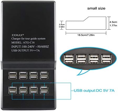 EXMAX ATG-C16 16-пристанище USB Монтиране на Зарядно Устройство, USB 2.0 Бързо Зарядно Устройство за Безжична Система