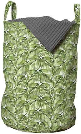 Чанта за дрехи Ambesonne Plant, Очарователен Листа по Клоните, Екзотични Цветя Договореност, Зелените стил на Джунглата,