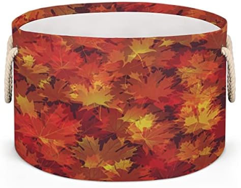 Есента Златен Явор 06, Големи Кръгли кошници за съхранение, Кошница за дрехи с дръжки, Кошница за съхранение на Завивки,