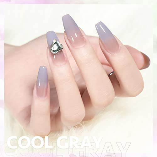 Гел-лак за нокти GAOY Jelly Телесен цвят, 16 мл, Прозрачни Студен Сив, Прозрачен Гел-лак, Отверждаемый UV-радиация за