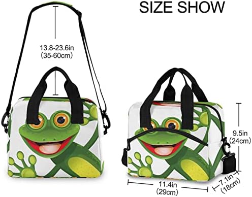 ALAZA Забавно зелена Жаба (n1) Чанти за обяд за жени, Запечатани чанта за Обяд през Рамо, Чанта за обяд с пагон, чанта-хладилник