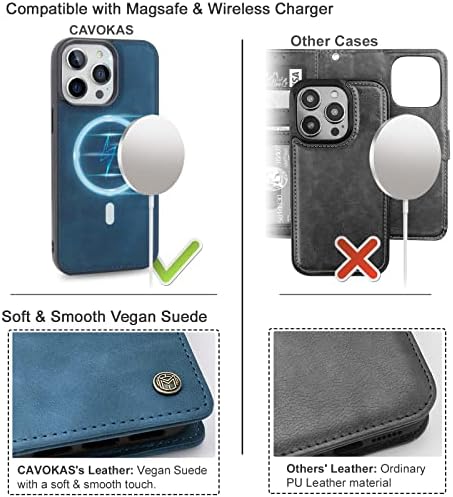 Чанта-портфейл CAVOKAS за iPhone 14 Pro Max, една Чанта-портфейл, 6,7-Инчов Магнитен Подвижни, Кожен Флип Калъф, Държач