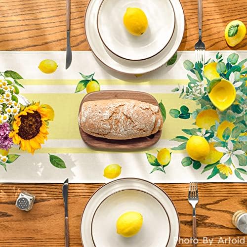 Artoid Mode Жълти Райета Ваза С Лимон, Лятна Настолна Пътека, Пролетта Украсата на Кухненската Маса за Хранене за Домашно