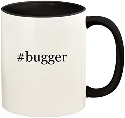 Подарък дрънкулки bugger - Хэштег 11 грама, Керамични Цветна Дръжка и Вътрешната част на Кафе Чаши, Черна