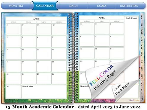 Tools4Wisdom Planner, Календар на 2023-2024 години - Април 2023-24 юни - Твърди корици - 15 месеца - A3J4 - Кафява кожа