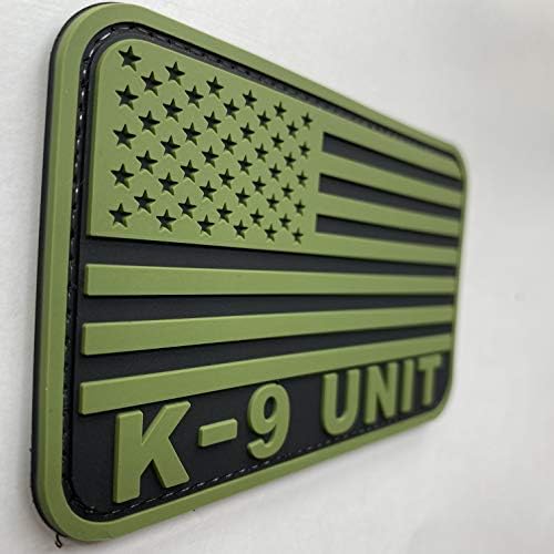 uuKen Голяма нашивка с флага K9 от зелената PVC, каучук 5x3 инча, Армията нашивка за пенсиониране на Военните чанти,