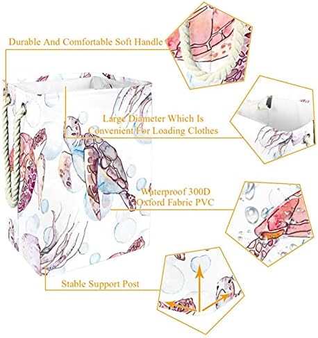 Кошница за дрехи С Дръжки, Водоустойчив Сгъваема Кошница за дрехи, Кутии за Съхранение, Органайзер за Детска Стая, Океански,