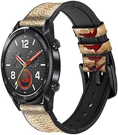 CA0005 Бейзболен Кожен и Силиконов Ремък за смарт часовник Каишка Часовник Smartwatch Размер на Смарт часа (22 мм)