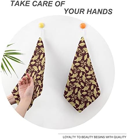 Кърпа за Ръце Lurnise Кафяви Листа Кърпи За Ръце Дизайн Дантела за Кухненски Кърпи за Баня И Кухня, Спорт