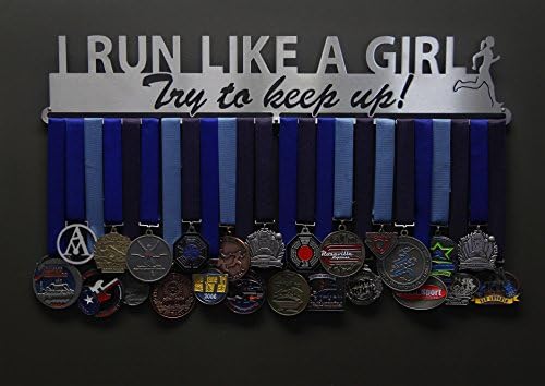 Закачалки за медали съюзници - Аз тичам като момиче, опитвам се да не изостават - ширина 30 см с 3 Висящи ленти