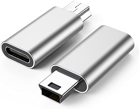 Адаптер FEMORO Mini USB към USB C 2 бр., Конвертор C USB към Mini USB 2.0 за мъже и жени, Поддръжка на зареждане, Синхронизация