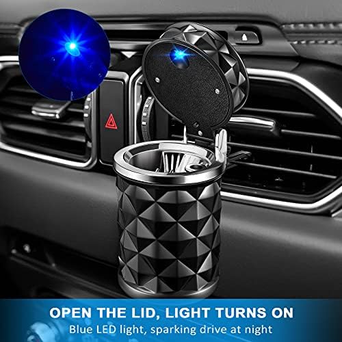 Автомобилна поставка за Чаши от 2 теми с капак, който предпазва от миризма, Авто цилиндър, Преносим с синьо led осветление,