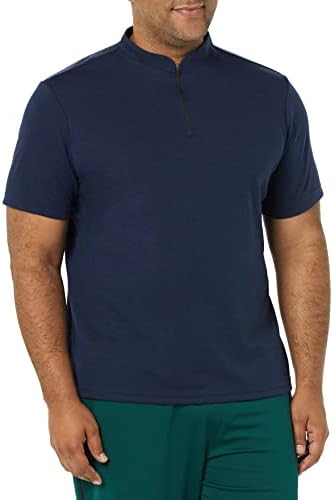 Мъжка риза Performance Soft Tech от Essentials с къс ръкав и цип на една четвърт от мълния