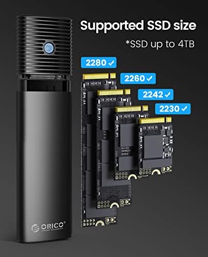 ORICO 20 Gb/сек, USB C за четене на корпуса на M. 2 NVMe SSD, адаптер за корпуса на M. 2 NVMe SATA SSD без инструменти,