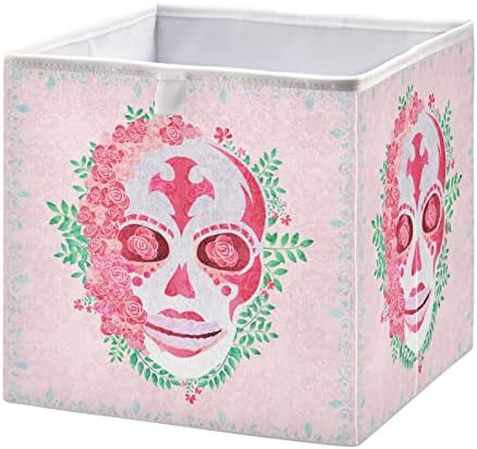Emelivor Кутия за съхранение на кубчета с розов череп, Сгъваеми кутии за съхранение, Водоустойчив кош за играчки, органайзер за кубчета, Кутии за играчки, Шкаф, Детски д?