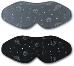 маска за сън iiizi, 3D маска за очи, Мека Удобна Наметало за сън по време на йога е пътуване, 2 опаковки, Черно-сиво