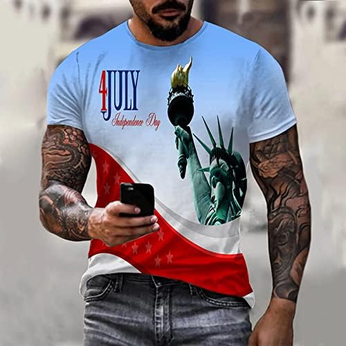 RUIRUILICO Патриотични Мъжки Ризи, тениски с Флага на САЩ, Лятна Ежедневни Тениска с Къс ръкав и кръгло деколте, Реколта