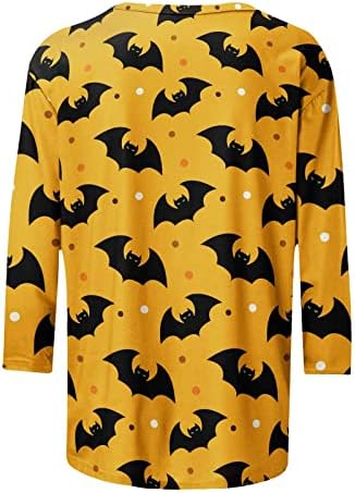 Дамски Свободна Тениска с Модерен принтом на Хелоуин, Блуза, със средна дължина, с 3/4 ръкави, Всекидневни Пуловер С