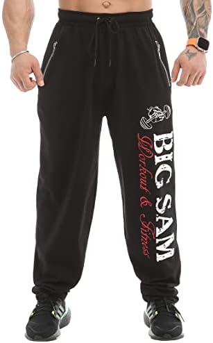 BIG SAM SPORTSWEAR COMPANY Мъжки Спортни Панталони за Бодибилдинг С Удобен Дизайн, Широки Спортни Панталони за мускулите