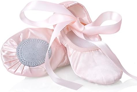 iCKER/Розови Балетные Танцови обувки за момичета с Разрезной Подметка и Сатенени Балетными чехли На равна подметка, Гимнастически