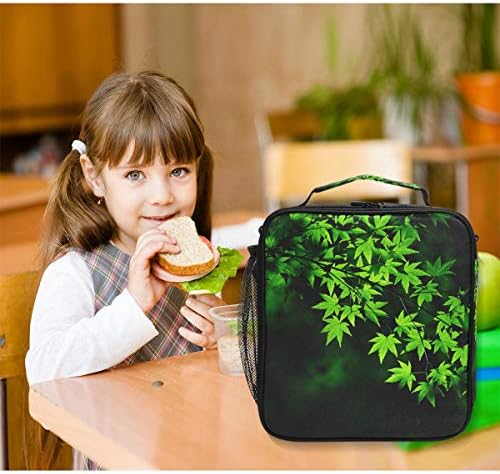 Зелена Чанта-Хладилник за Обяд с Листа от Клен Дърво, Множество Изолирани Училищна Чанта-Хладилник за Жени и Деца