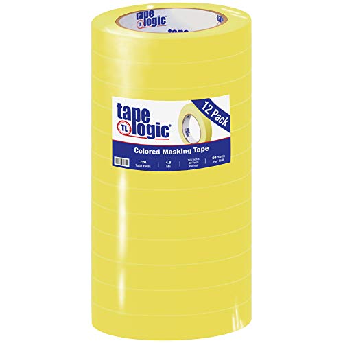 Tape Logic 3/4 инча x 60 ярда, Цветно тиксо с общо предназначение, жълто, опаковка от 12 броя - Отлично подходящ за дома,