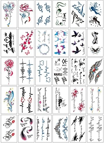 Стикери с татуировки ANGAA за мъже и жени, здрави английски букви, стикери с татуировки във формата на Цвете сок, индивидуалност за лице (в опаковка комплект от 30 парче